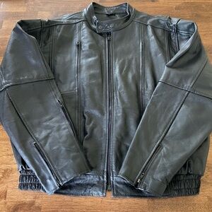 Vintage Harley Davidson Black Leather Motorcycle Biker Jacket Size XXL